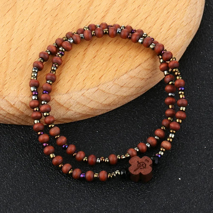59 Beads Mini Crucifix Wooden Bracelet Rosary