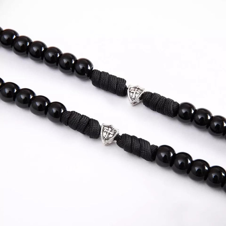 Fine Crafted Black Sturdy Umbrella Cord Crucifix Rosary