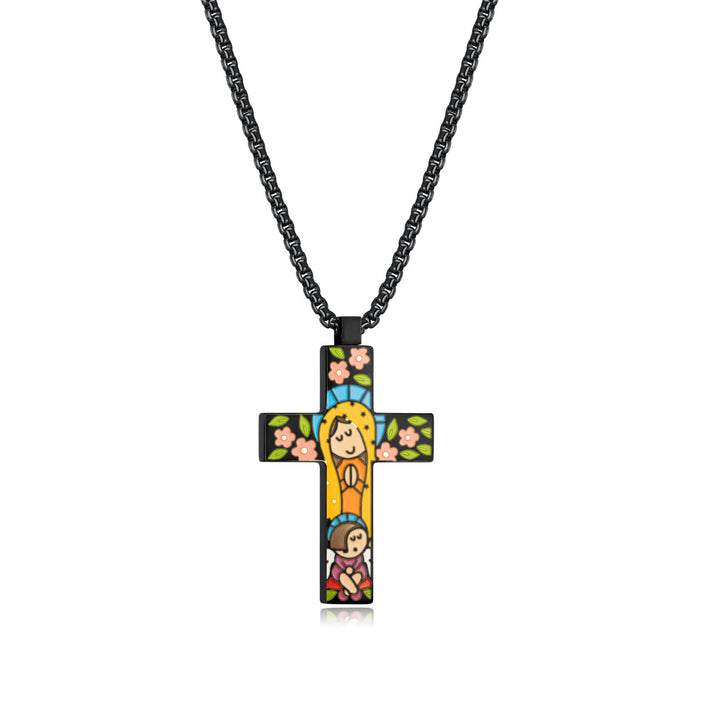 Minimalist Jesus Cross Religious Pendants with Rope Chain Necklace