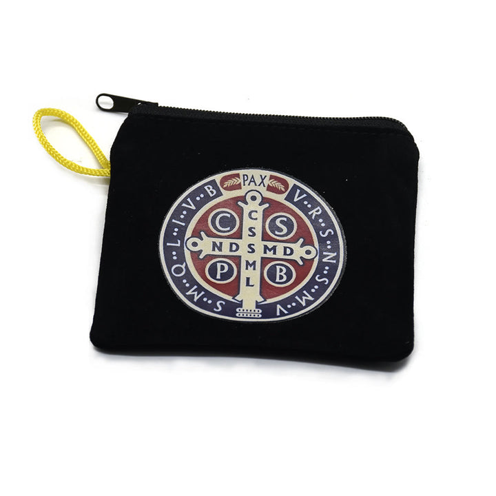 Christian Art Modern Style St. Benedict Practical Velvet Religion Jewelry Storage Bag