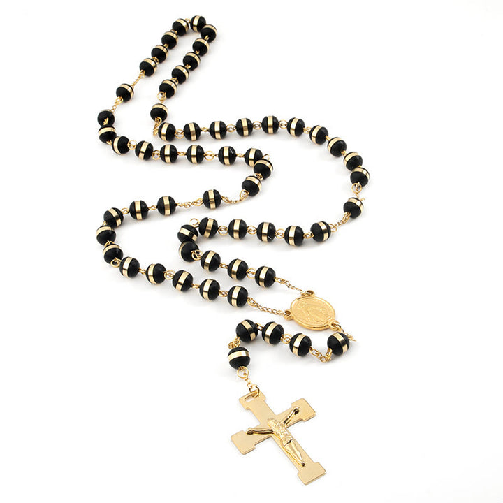 Stainless Steel/Crystal Beads Rosary with Crucifix