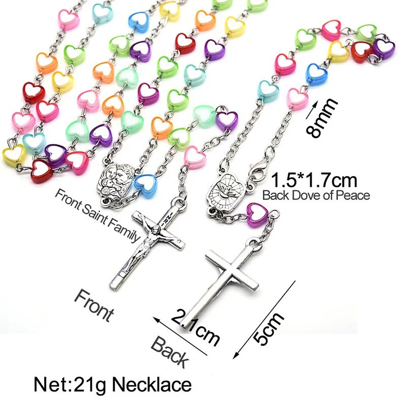 Rainbow Heart Colorful Rosary