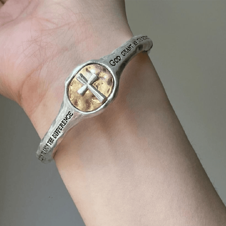 Christianartworkshop God's Gift Vintage Prayer Engraved Cross Bracelet