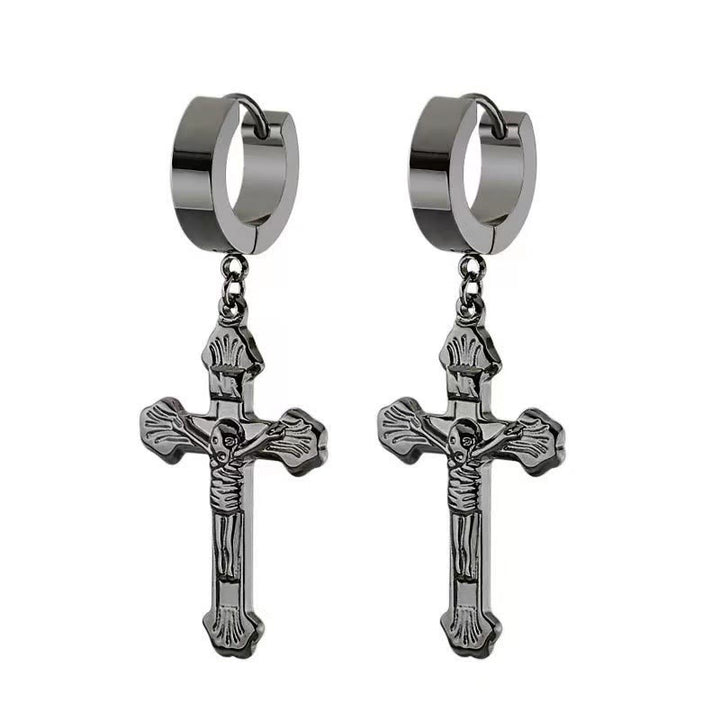 Crucifix Stainless Steel Earring Clips Religion Jewelry