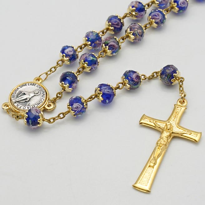 Virgin Mary Glazed Multi-color Crystal Rosary