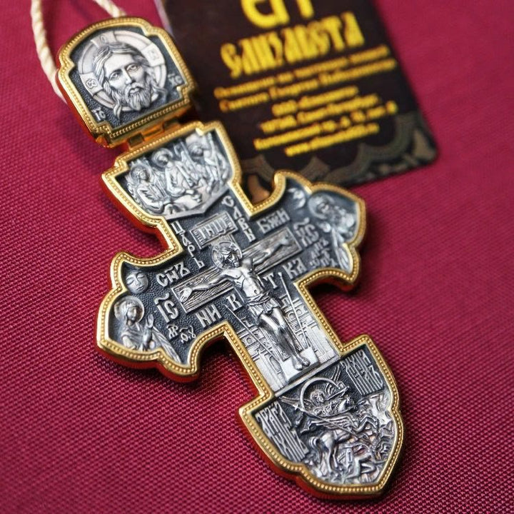 Christian Art Retro Style Saint Alexander Nevsky Electroplate Cross Pendant Necklace