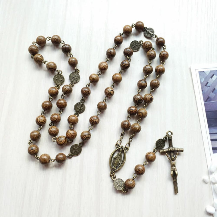 Crucifix St. Benedict Our Lady Medal Wooden Rosary