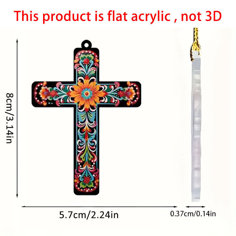 Christian Art 4 Flowery Style Cross Decor Hanging Ornaments