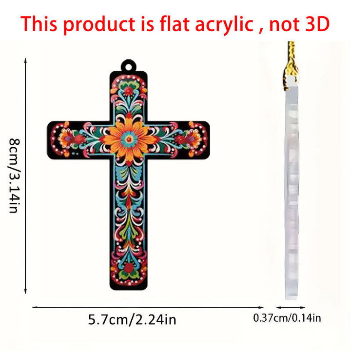 Christianartworkshop 4 Flowery Style Cross Decor Hanging Ornaments