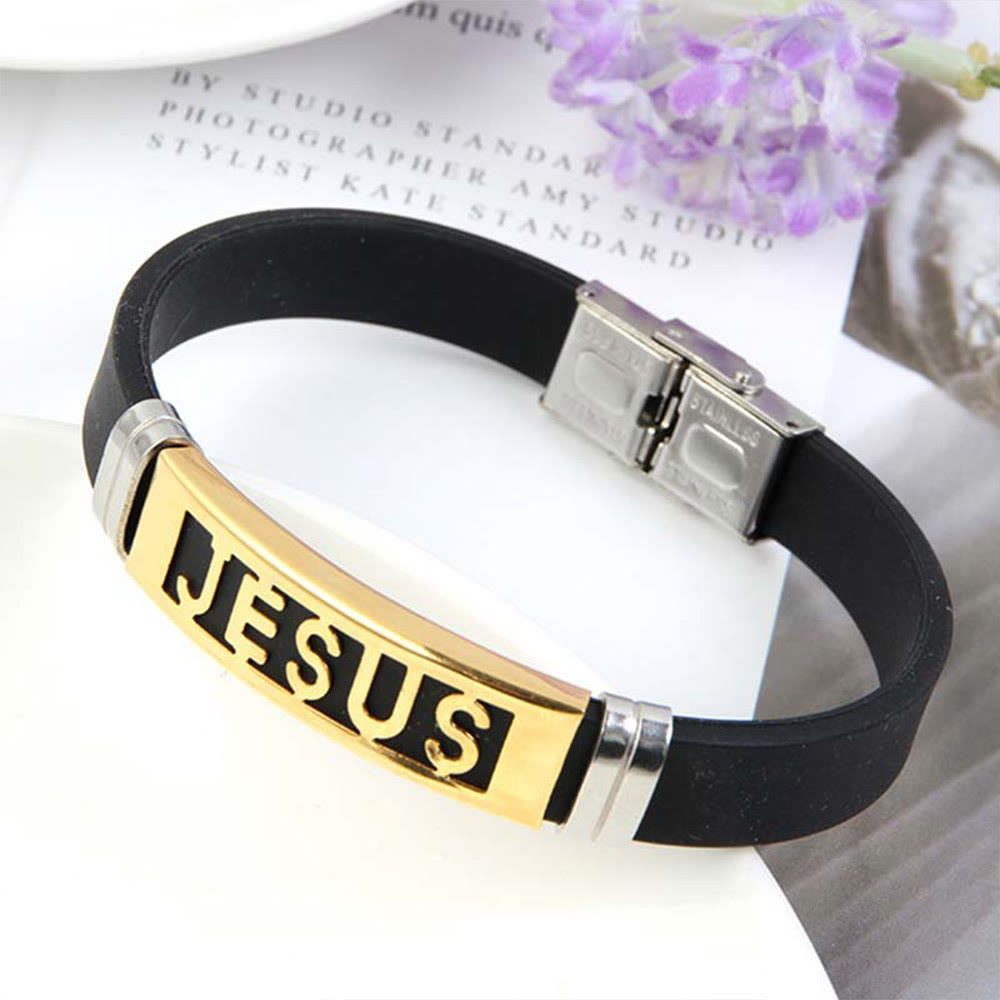 Jesus Bracelet with Water Resistant Silicone Band