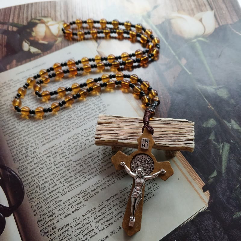 FREE Today: Glass Bead Crucifix Pendant Necklace