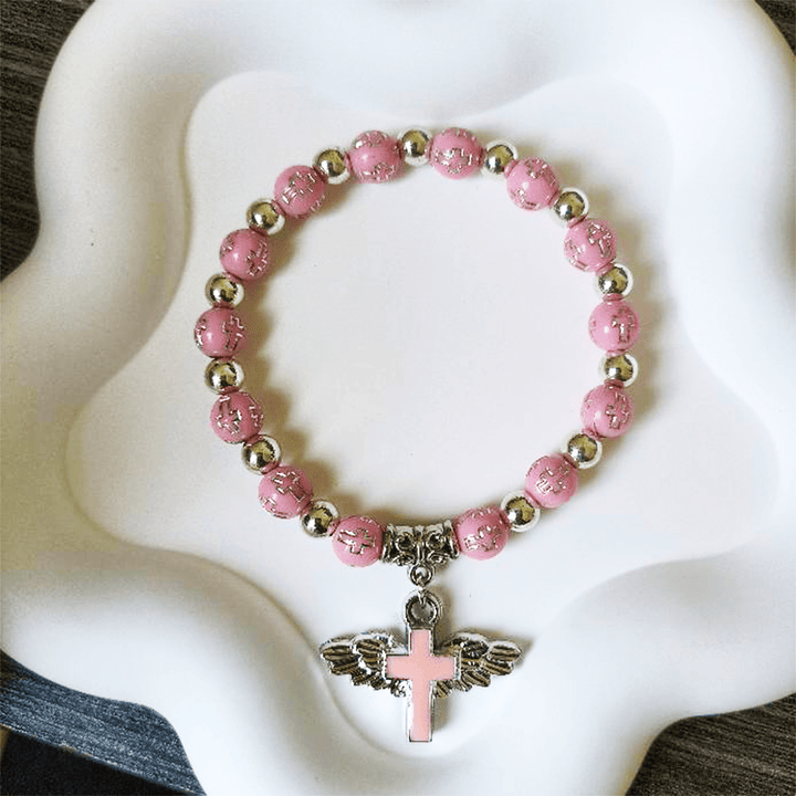 Christ Angel Wings Cross Charm Bracelet