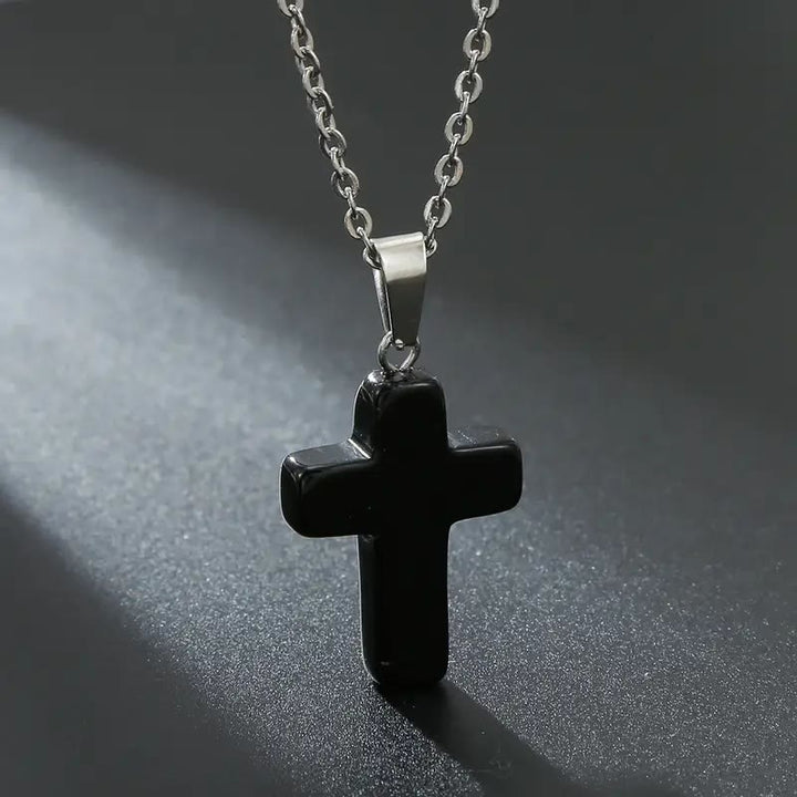 FREE Today: Natural Stone Cross Gemstone Pendant Necklace