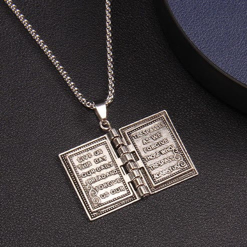 Turnable Cross Holy Bible Pendant Quality Necklace
