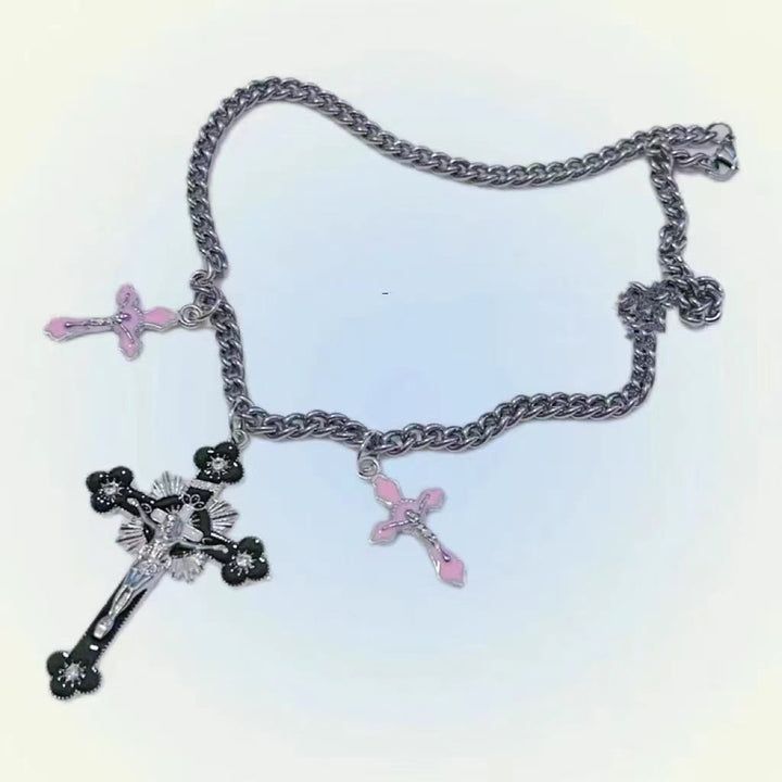 FREE Today: Christian Art Classic Style Colorful Crafted Triple Crucifix Pendant Chain Necklace