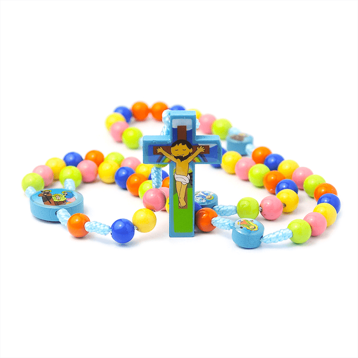 Colorful Round Beads Cross Pendant Children Rosary