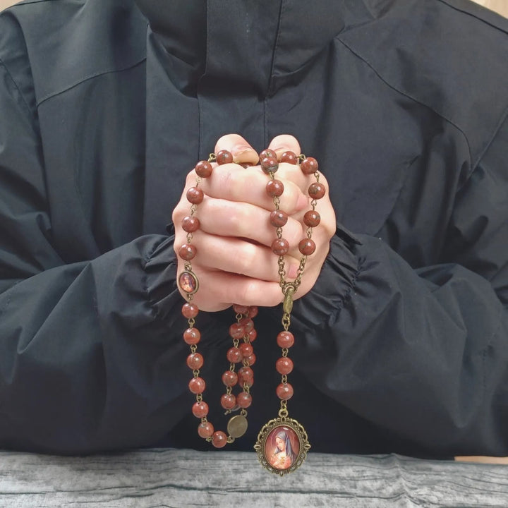 FREE Today: Our Lady Seven Sorrows Natural Sesame Stone Rosary