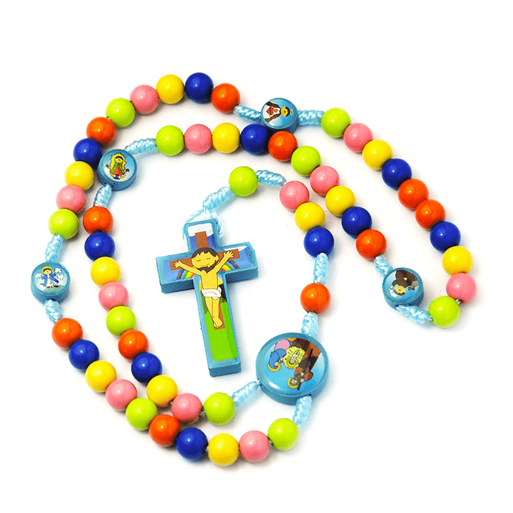 FREE Today: Colorful Round Beads Cross Pendant Children Rosary