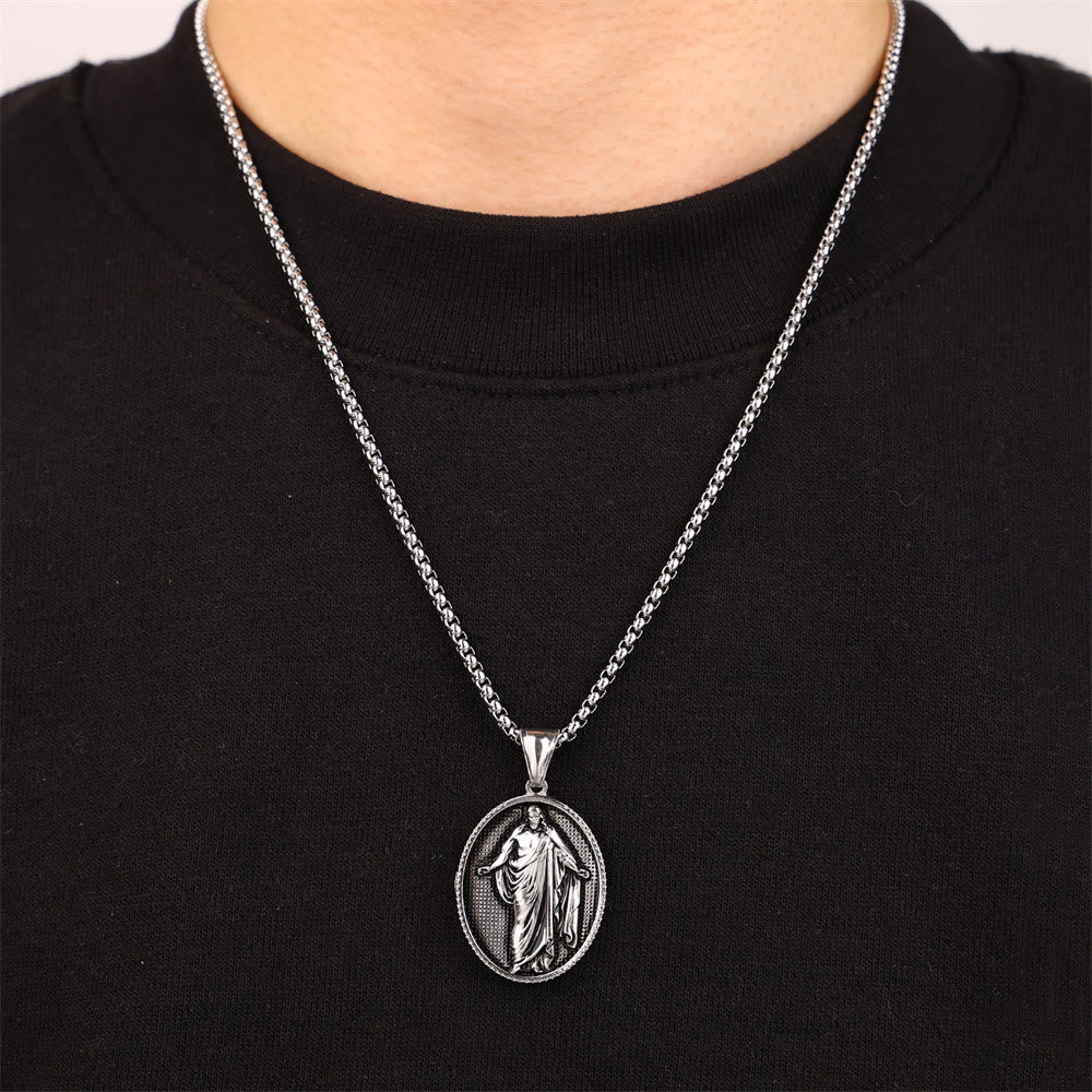 Christ Jesus Medallion Pendant Blessing Necklace