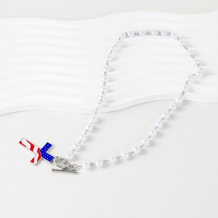 Cross With American Flag Necklace