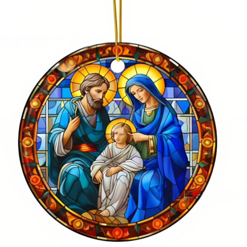 Discount Today: 4 Stained Glass Styles Holy Family Christmas Colorful Ornaments