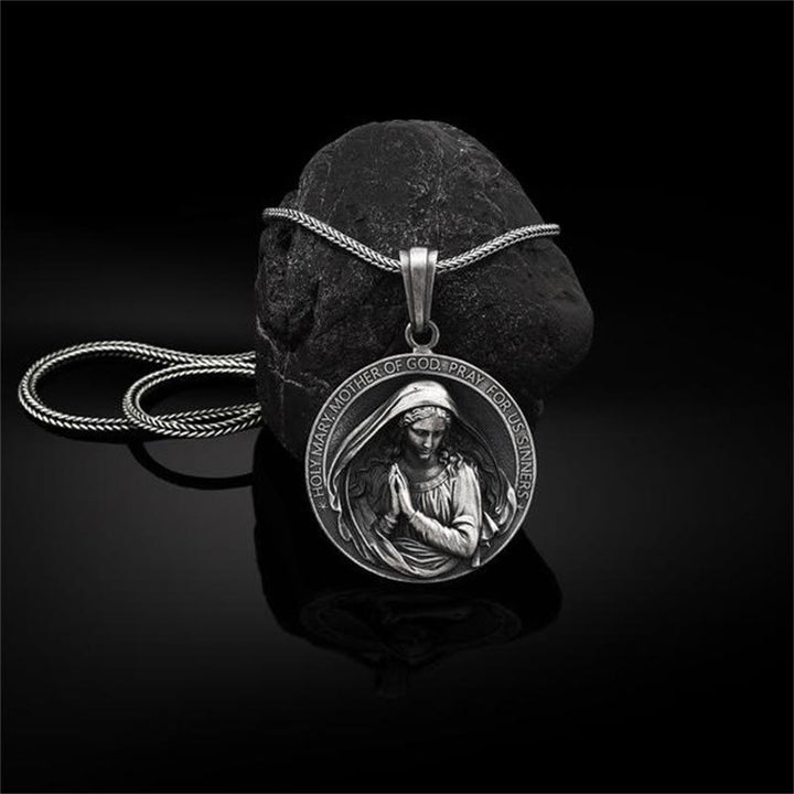 Christian Art Retro Style Virgin Mary Pray for us Pendant Necklace