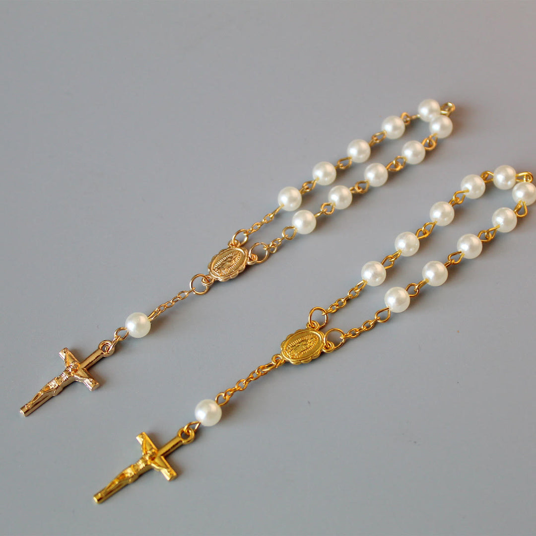 Pearl Beads Mini Rosary for Car/Baptism