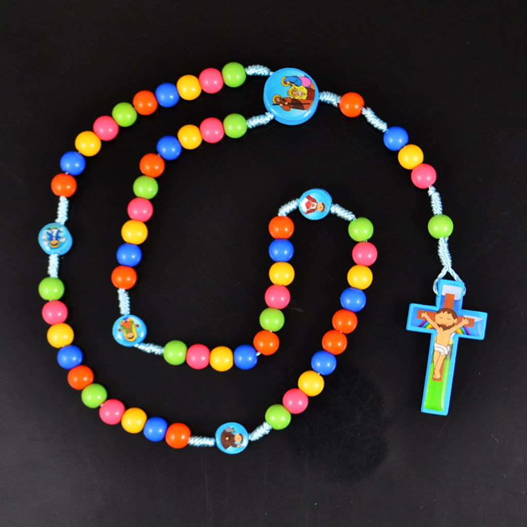 FREE Today: Colorful Round Beads Cross Pendant Children Rosary