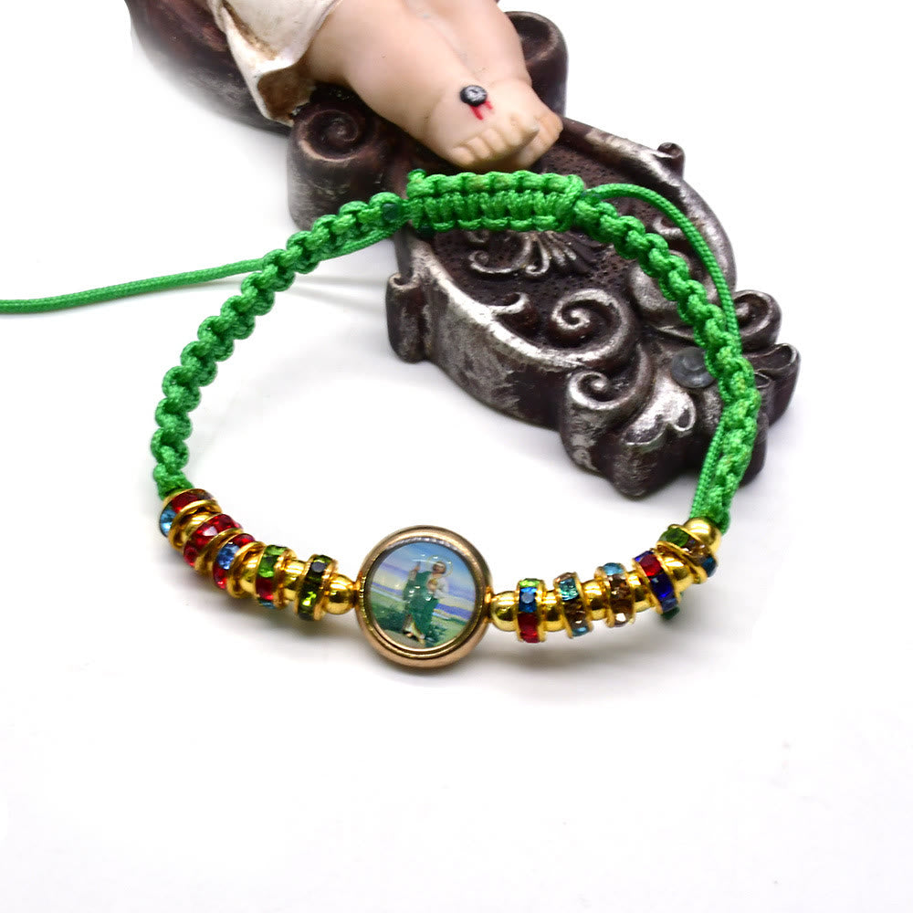 Christianartworkshop St. Jude Green String Adjustable Bracelet