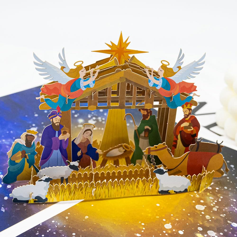 Holy Night Nativity 3d Paper Blessing Message Greeting Card