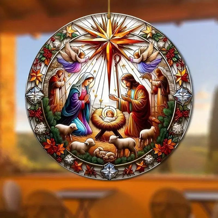 Discount Today: 4 Stained Glass Styles Colorful Nativity Ornaments