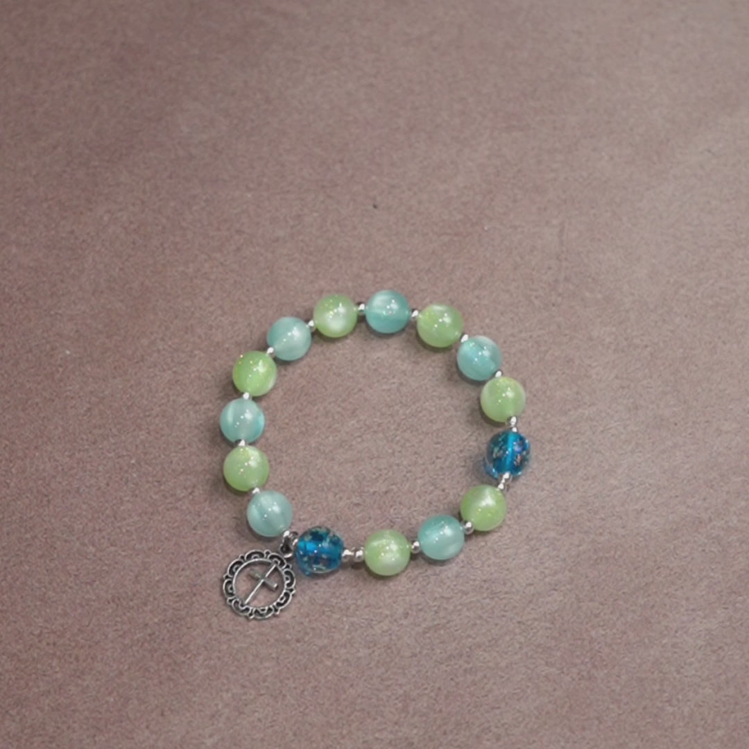 FREE Today: UV-Changing Glitter Bead Bracelet with Ornate Cross: Shimmer in Faithful Hues