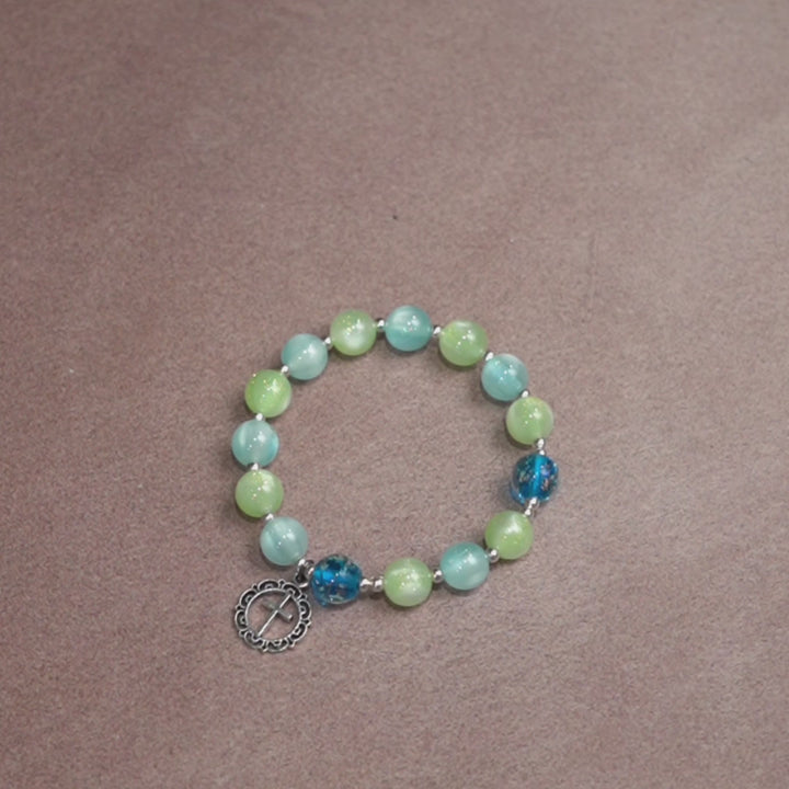 FREE Today: UV-Changing Glitter Bead Bracelet with Ornate Cross: Shimmer in Faithful Hues