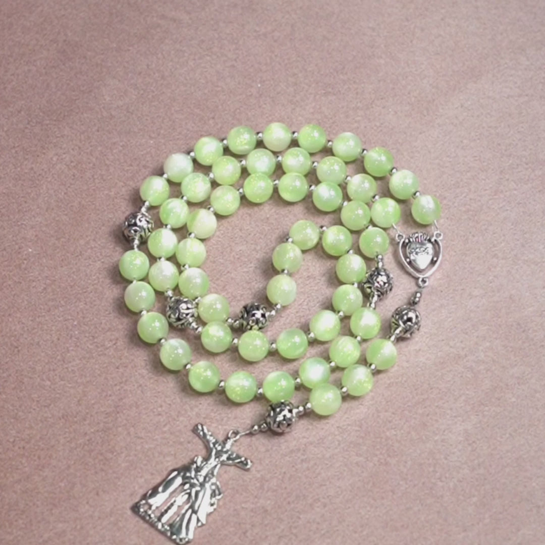 Christianartworkshop Green-to-Red UV Changing Rosary: Starlight Beads & Devotional Christ Cross