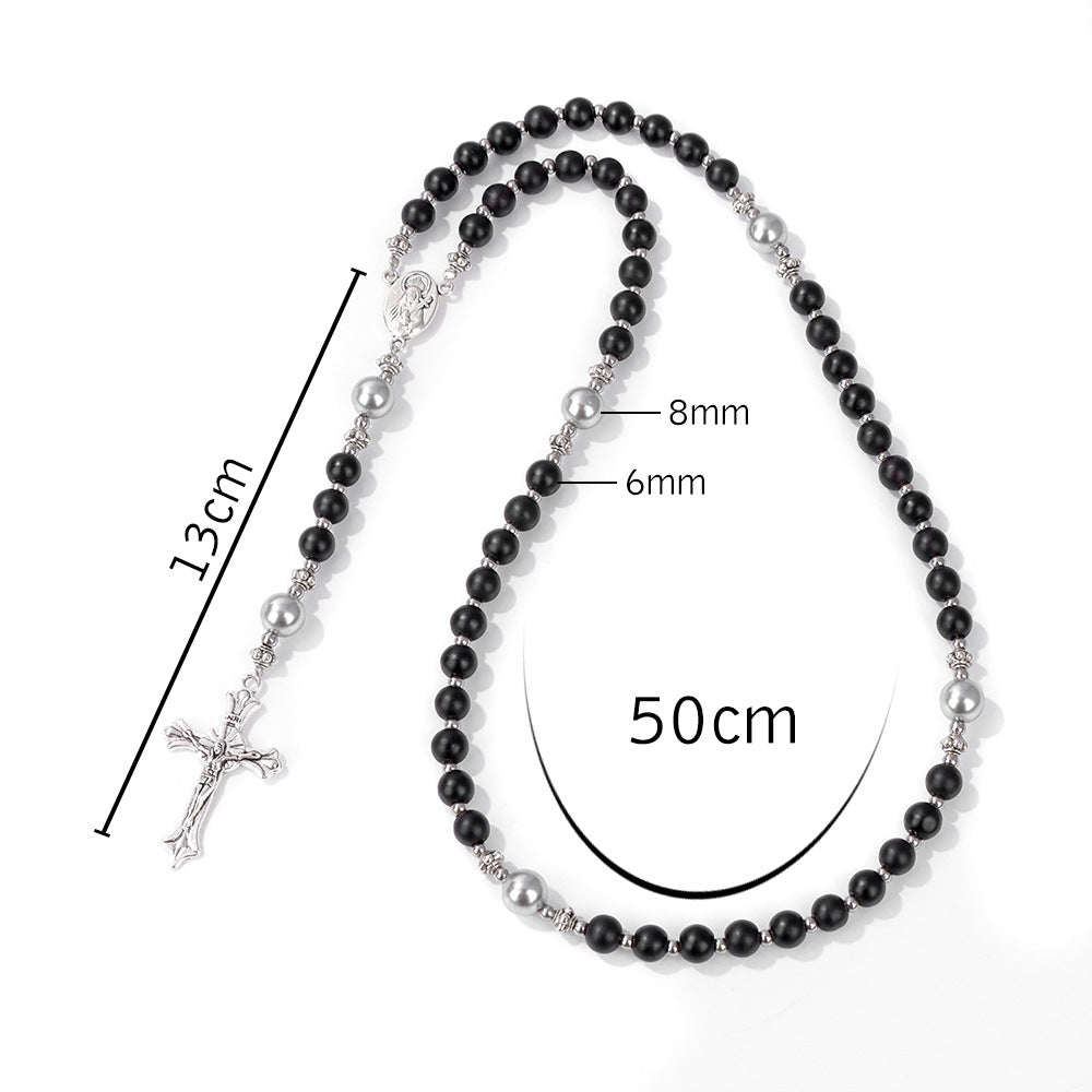 Free Today: Natural Stone Crucifix Hand Held Prayer Rosary Bracelet