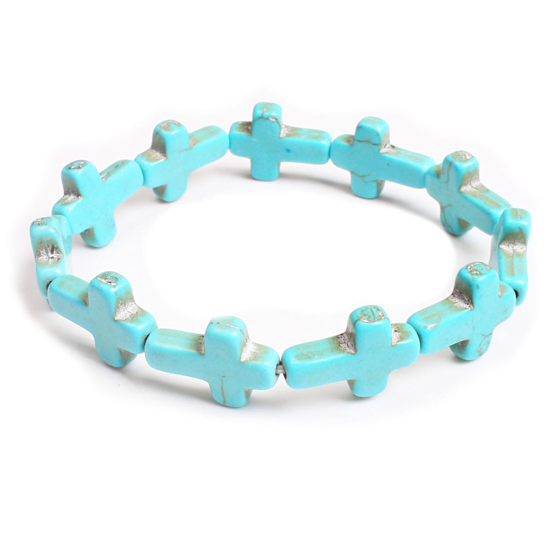 Bohemian Cross Turquoise Beaded Bracelet